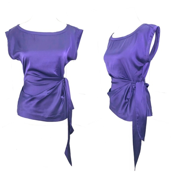 Silky Purple Top with Tie - Picture 2 of 4